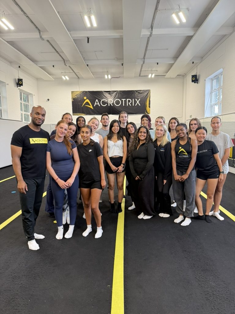 Acrotrix coaches together at a coaching day in one of the UK academies